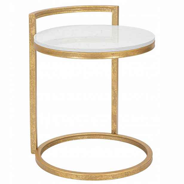 Konferenční stolek s deskou z imitace mramoru, Ø 40 cm