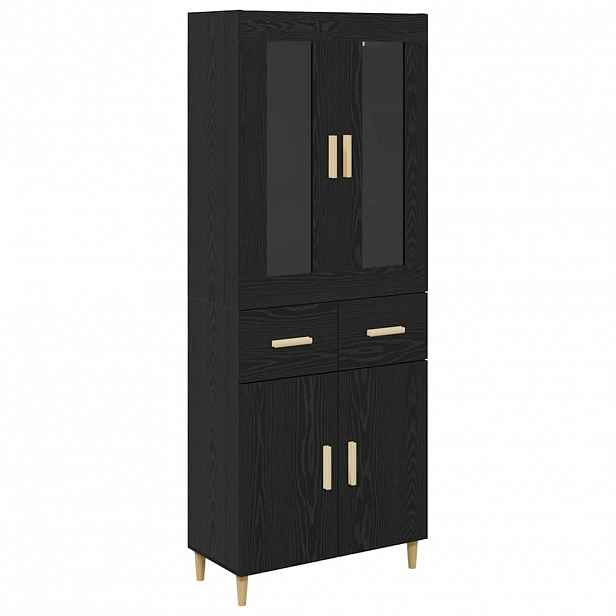 vidaXL Vysoký bufet Černý dub 69,5 x 34 x 180 cm Kompozitní dřevo