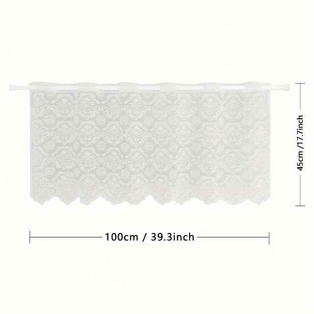 TEMU Moderní minimalistické bílo-béžové geometrické kuchyňské skříňky s polovičními závěsy, gázovými závěsy, malými okny, neperforovanými arkýřovými