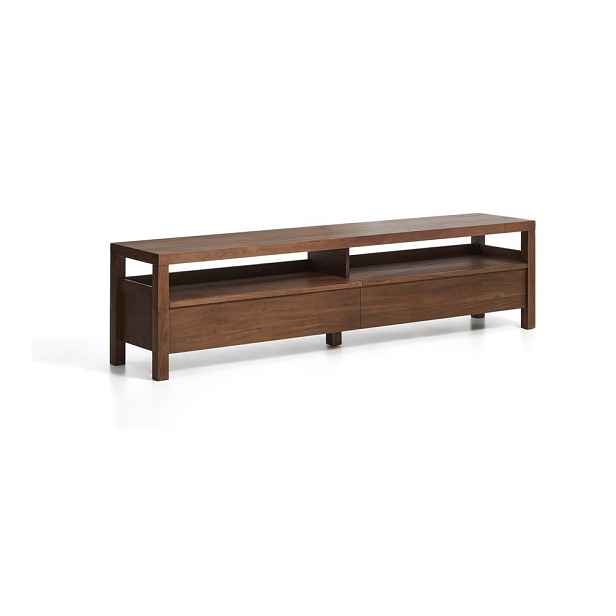 TV stolek v dekoru akácie v tmavě přírodní barvě 200x50x40 cm Norani – Kave Home
