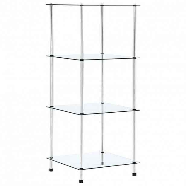 vidaXL 4patrová police průhledná 40 × 40 × 100 cm tvrzené sklo