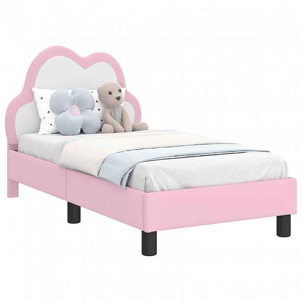 vidaXL Rám postele pro batole s čelem Růžová 70 x 140 cm PU