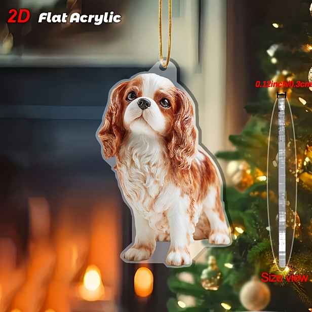 TEMU 2D plochý - 2D plošný, 1 akrylový přívěsek s šlechtického španělského španiela, zářivá domácí dekorace s domácích mazlíčků, vhodná pro dekoraci