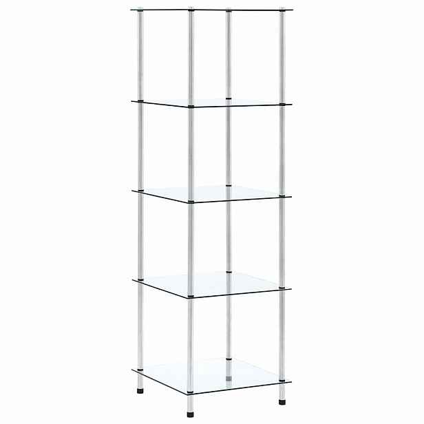 vidaXL 5patrová police průhledná 40 × 40 × 130 cm tvrzené sklo