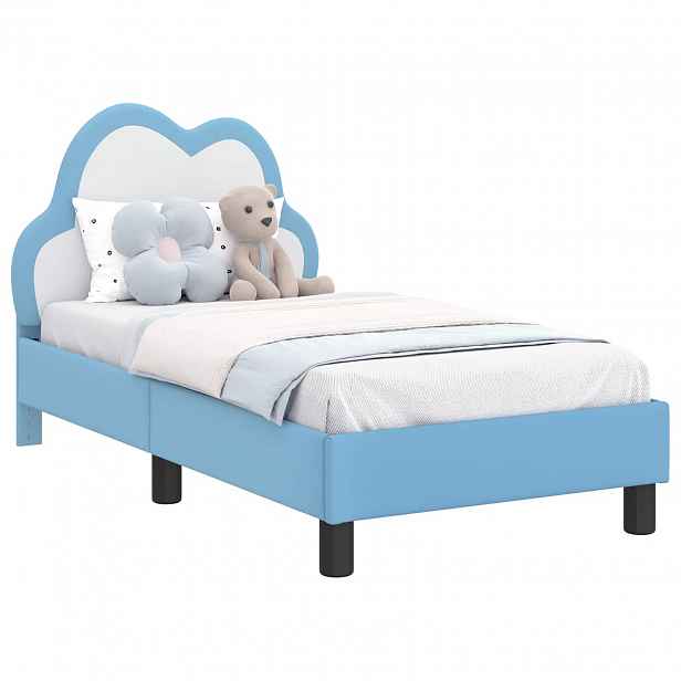 vidaXL Rám postele pro batole s čelem Modrá 70 x 140 cm PU