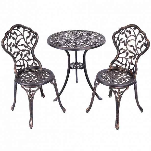 COSTWAY SEDACÍ SADA Antik Bistro set Balkonový set Měď (3dílný)