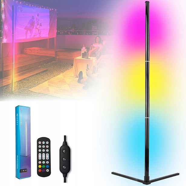 Led Rohová Lampa Rgb Stojací Podlahová Dálkový Ovladač 10W 155cm Dálkový Ovladač