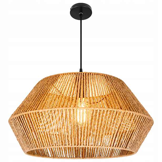 stropní svítidlo Led závěsný lustr E27, pletené svítidlo, 50 cm, boho, Bambusová