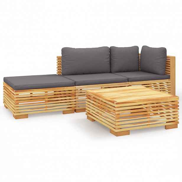 vidaXL 4dílná zahradní sedací souprava s poduškami masivní teak