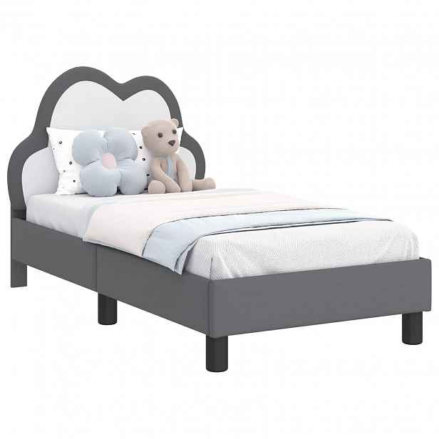 vidaXL Rám postele pro batole s čelem Světle šedá 70 x 140 cm PU