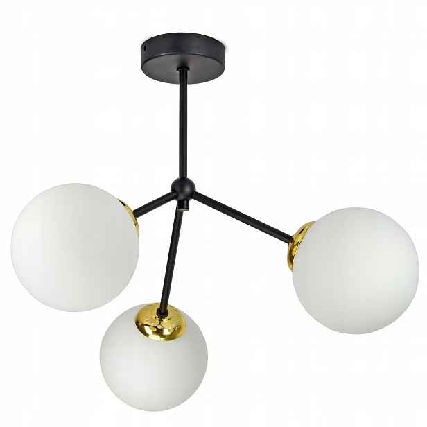 Závěsná Stropní Lampa Lustr Černá Zlatá Koule