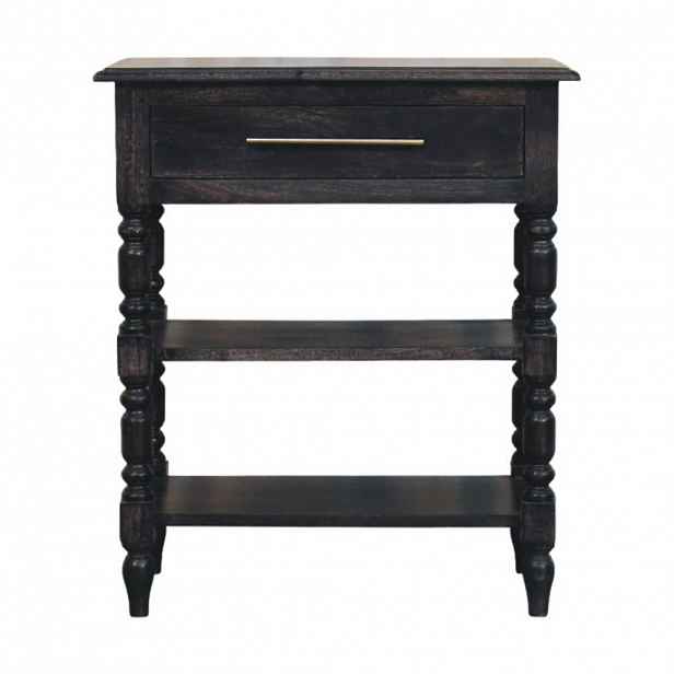 Artisan Furniture NOČNÍ STOLEK s povrchem v zlatém teakovém provedení, mramorová deska nahoře, 1 zásuvka, hnědý