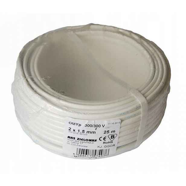 kabel Aks Zielonka OMYp 2x1,5 mm 25 m 300 300 V