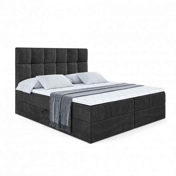 ALTDECOR AMERICKÁ postel s matrací H4 a lamelovým roštem – RICAR – 200 x 200 černá