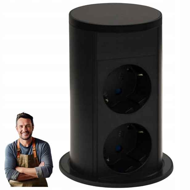 Nábytková zásuvka na desku Hafele Versalift Round 2x Schuko černá