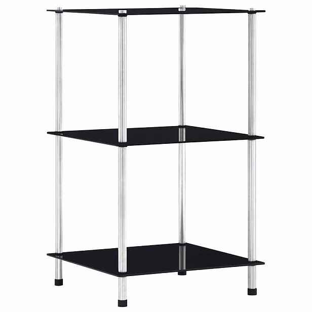 vidaXL 3patrová police černá 40 × 40 × 67 cm tvrzené sklo