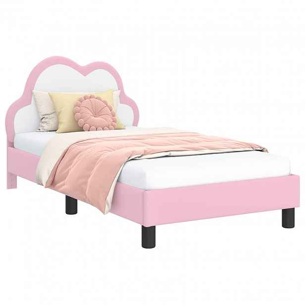 vidaXL Rám postele pro děti s čelem Růžová 80 x 160 cm PU