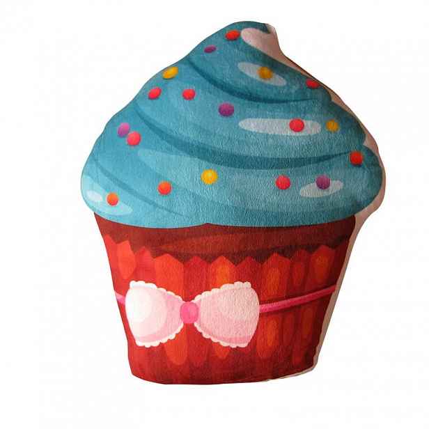 Dekorační polštářek CUPCAKE modro-červený