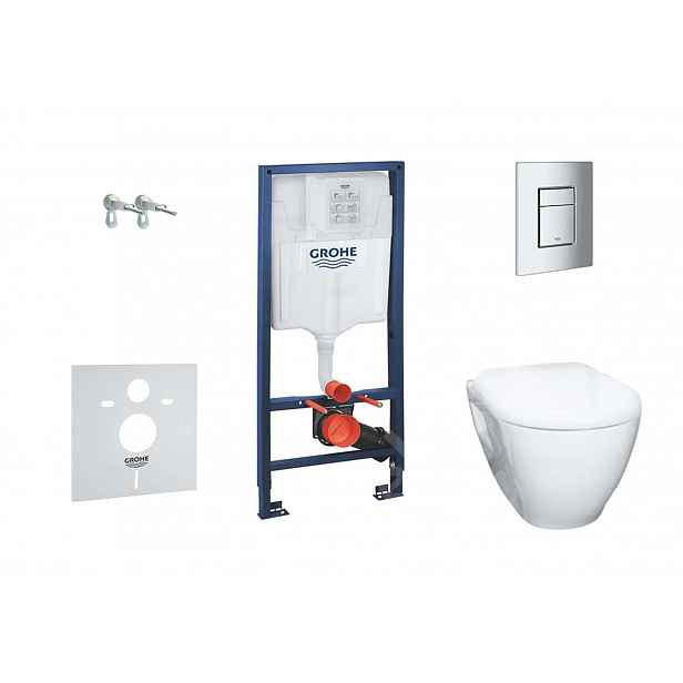Grohe Solido - Set předstěnové instalace, klozetu Serel a sedátka softclose, tlačítko Skate Cosmopolitan, chrom 38528SET-KH
