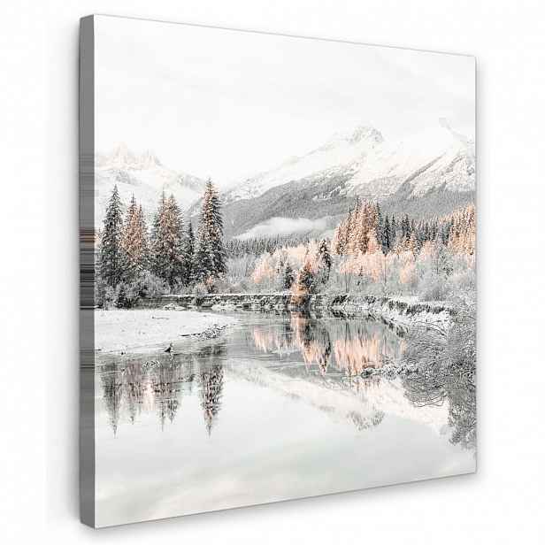 MuchoWow OBRAZ NA PLÁTNĚ Příroda - Zima - Stromy - Hory - Sníh 20x20 cm