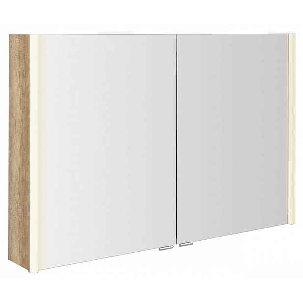 Sapho Alix - Zrcadlová skříňka s LED osvětlením 106x70x18 cm, 2x dvířka, dub alabama AX106-0022