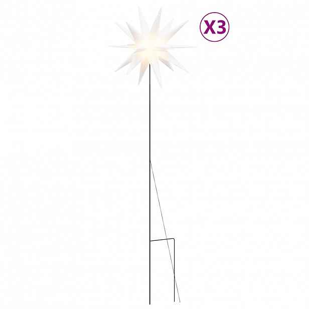 vidaXL Svítící vánoční hvězdy s hroty 3 ks LED skládací bílé 57 cm