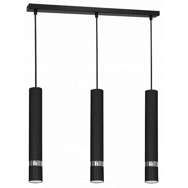 Závěsná lampa Reno Černá Stříbrná 3xGU10 stropní tuby dekorativní pokoj