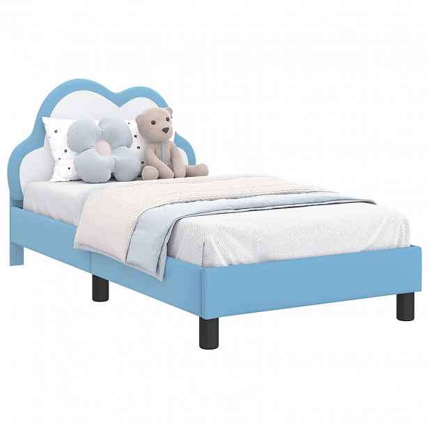 vidaXL Rám postele pro děti s čelem Modrá 80 x 160 cm PU