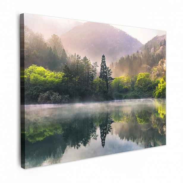 MuchoWow OBRAZ NA PLÁTNĚ Příroda - Stromy - Hory - Jezero - Voda 80x60 cm