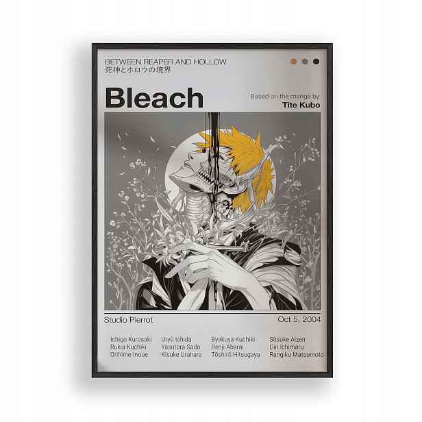 Obraz Bleach Ichigo Hollow Art Anime Plakát Rámeček Dřevěný Černý 30x42 cm