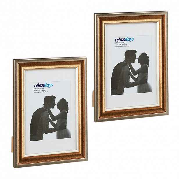 Relaxdays FOTORÁMEČKY Zlatá 2dílná-sada antický styl plast sklo 20x30 cm
