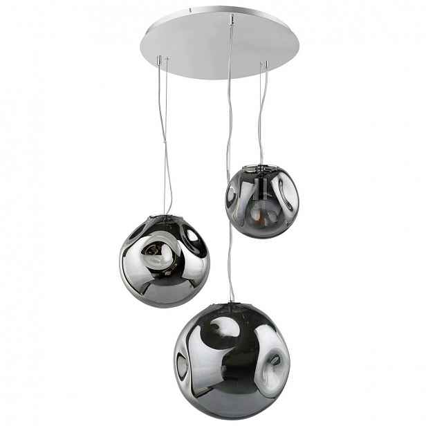 Závěsná lampa Simao Chrom Metal Kouřové Sklo E27 Regulace pro kancelář Italux