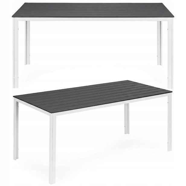 Zahradní stůl 6-místný 156x78 cm polywood nábytek na terasu šedá bílá