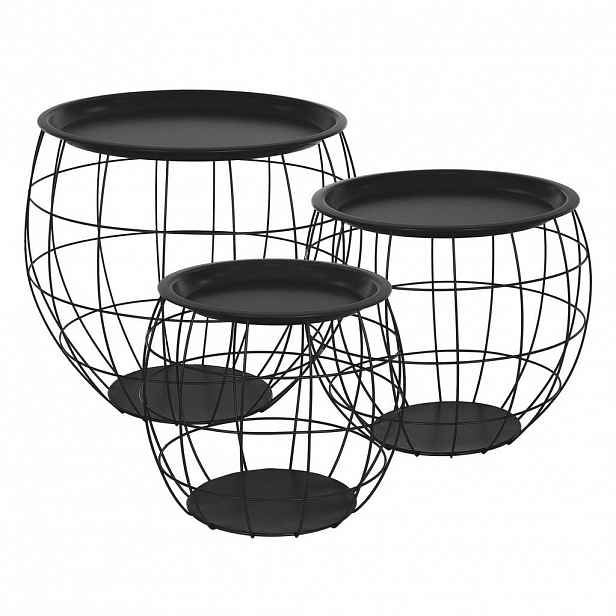 ML-DESIGN ODKLÁDACÍ STOLEK kulatý Ø 31 cm/Ø 38 cm/Ø 47 cm, černý, z kovu
