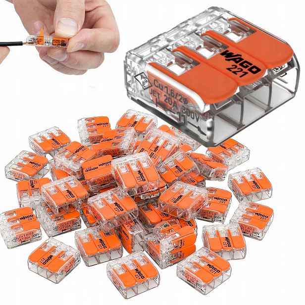 Rychlospojka Wago Kabelová instalační spojka Páka 3x0,2-4 mm 50 Ks