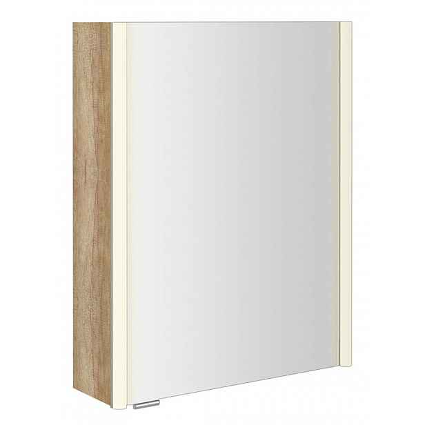 Sapho Alix - Zrcadlová skříňka s LED osvětlením 56x70x18 cm, 2x dvířka, P/L, dub alabama AX156-0022