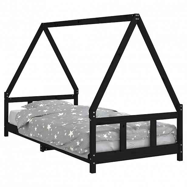 vidaXL Dětská postel černá 90 x 200 cm masivní borové dřevo