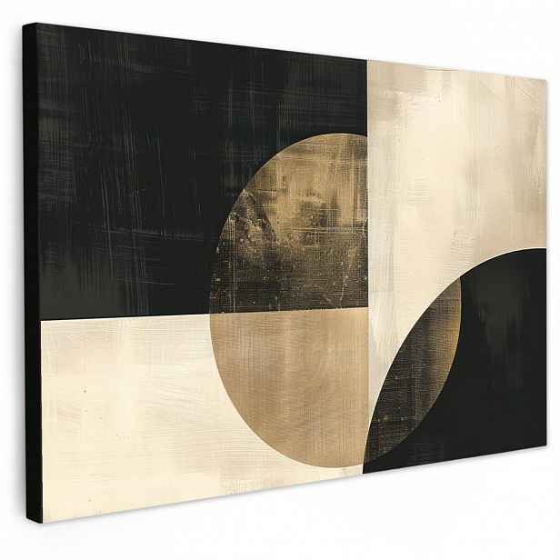 MuchoWow OBRAZ NA PLÁTNĚ Abstraktní - Geometrické tvary - Černá - Zlatá 60x40 cm