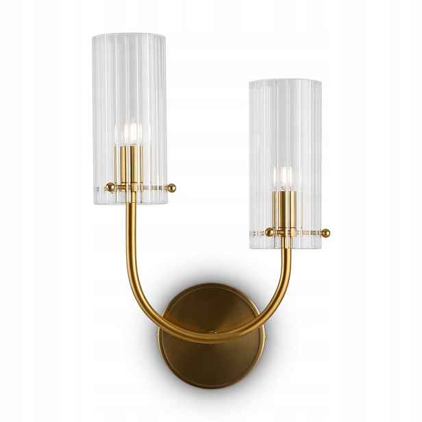 Nástěnná lampa dvojitá mosazná skleněná stínidla z tuby glamour Maytoni