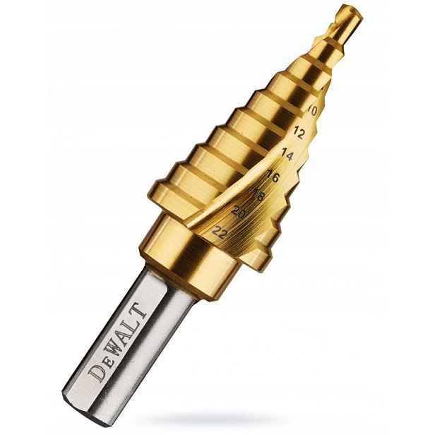 Postupný Vrták Titanium s rozsahem 4-22 mm pro kov DeWalt