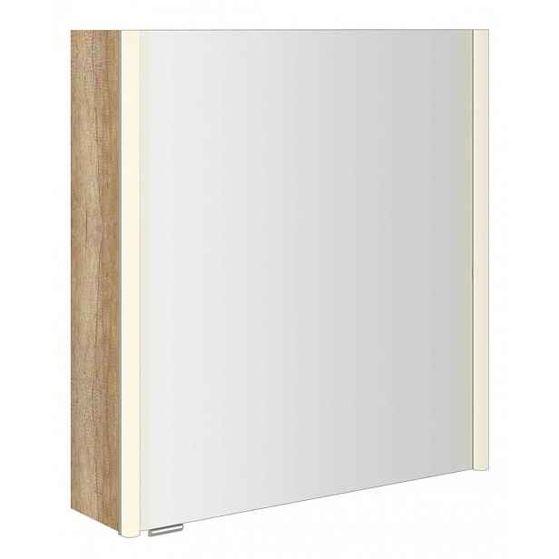 Sapho Alix - Zrcadlová skříňka s LED osvětlením 66x70x18 cm, 2x dvířka, P/L, dub alabama AX166-0022