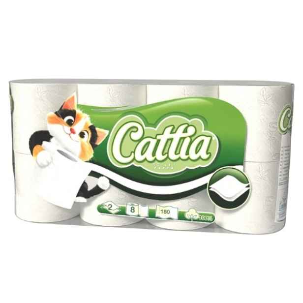 Toaletní papír Cattia 2-vr., extra bílá (bal.8ks) zelený