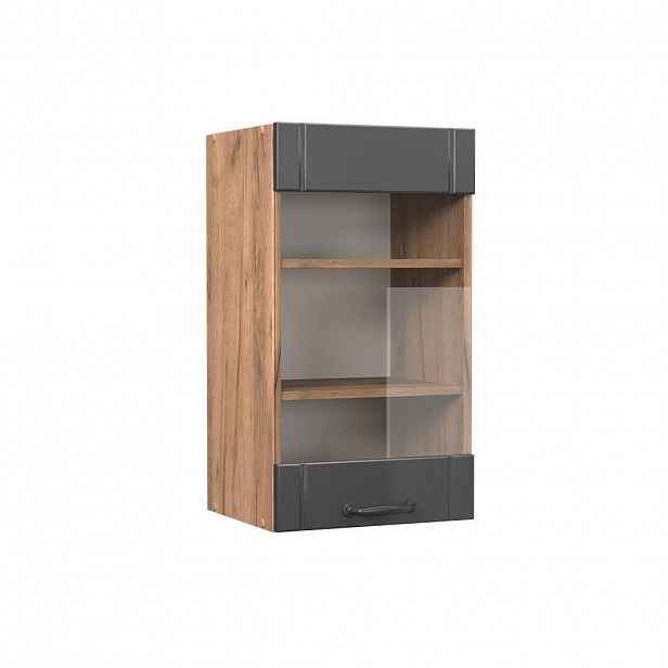 Vicco SKLENĚNÁ KUCHYŇSKÁ SKŘÍŇKA Fame-Line Tmavě šedá 40 cm