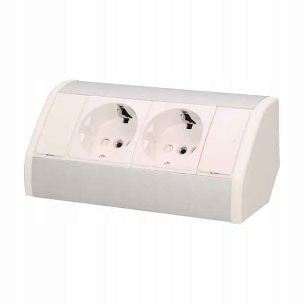 Nábytková zásuvka Schuko 2x2P+Z bílo-stříbrná OR-GM-9005/W-G(GS) Orno