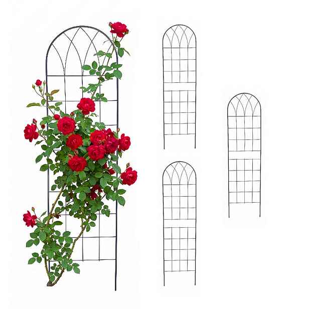 Relaxdays MŘÍŽ Černá 4ks-Set ocel 150 cm