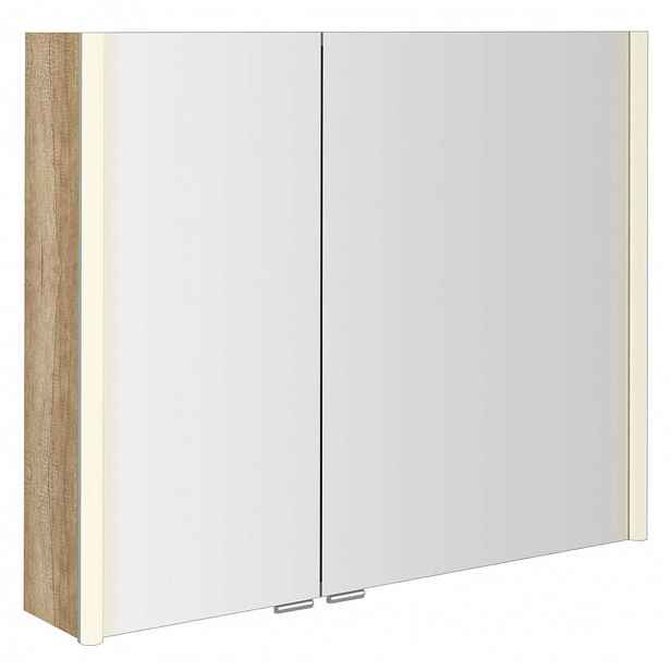 Sapho Alix - Zrcadlová skříňka s LED osvětlením 86x70x18 cm, 2x dvířka, dub alabama AX186-0022