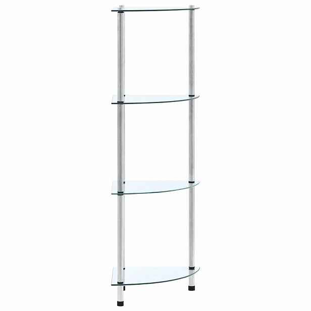 vidaXL 4patrová police průhledná 30 × 30 × 100 cm tvrzené sklo