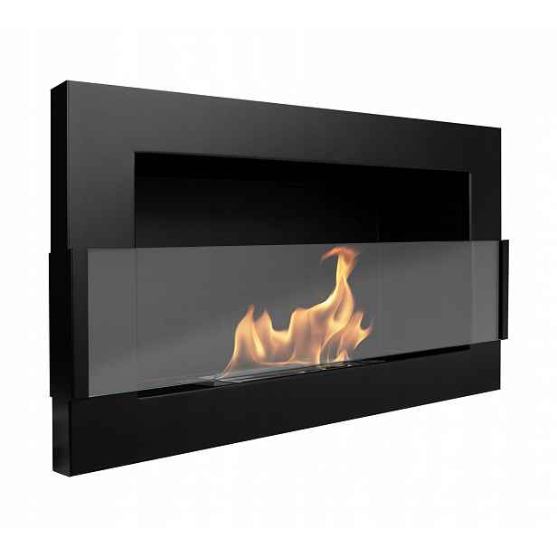 Závěsný biokrb se sklem 65x40x12 cm Regulace plamene Černá matná