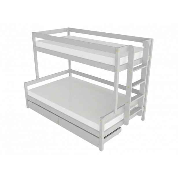 Benlemi Patrová postel LUCKY s bočním žebříkem 90x200, 120x200 cm Zvolte barvu: Světle šedá, Zvolte šuplík: Dvojitý úložný šuplík, Zvolte stranu: Vpr…