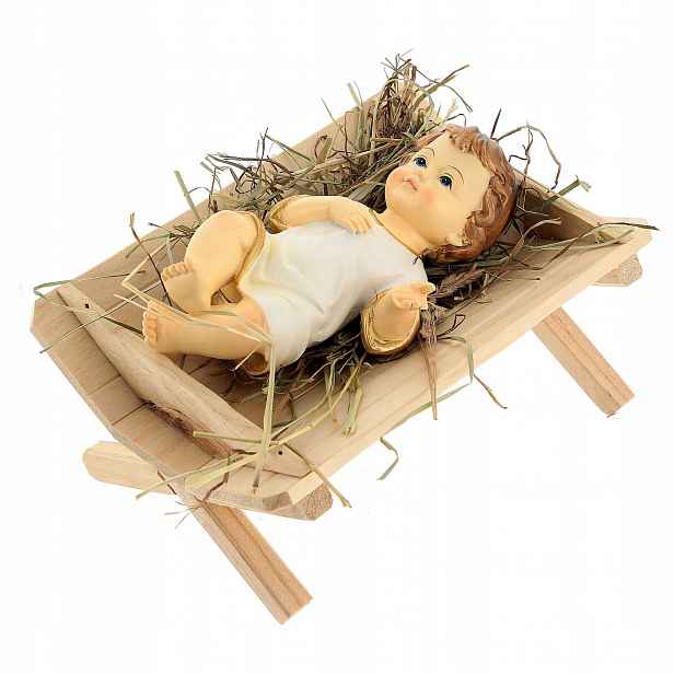 Dětský Set Ježíšek V Bílém Tričku (15,3 CM Vysoký) Jesle Seno
